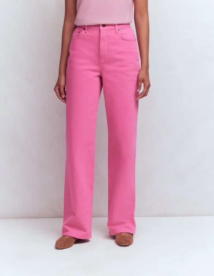 High Rise Column Leg Jeans Bright Pink High Rise Column Leg Jeans Bright Pink