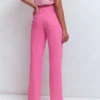 High Rise Column Leg Jeans Bright Pink High Rise Column Leg Jeans Bright Pink