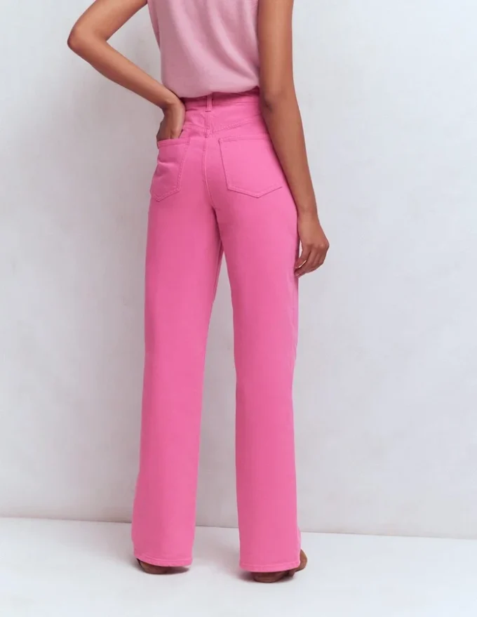 High Rise Column Leg Jeans Bright Pink High Rise Column Leg Jeans Bright Pink