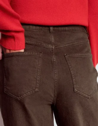 High Rise Column Leg Jeans Chocolate Brown