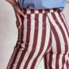 High Rise Column Leg Jeans Maroon and Ivory Stripe High Rise Column Leg Jeans Maroon and Ivory Stripe