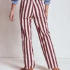 High Rise Column Leg Jeans Maroon and Ivory Stripe High Rise Column Leg Jeans Maroon and Ivory Stripe