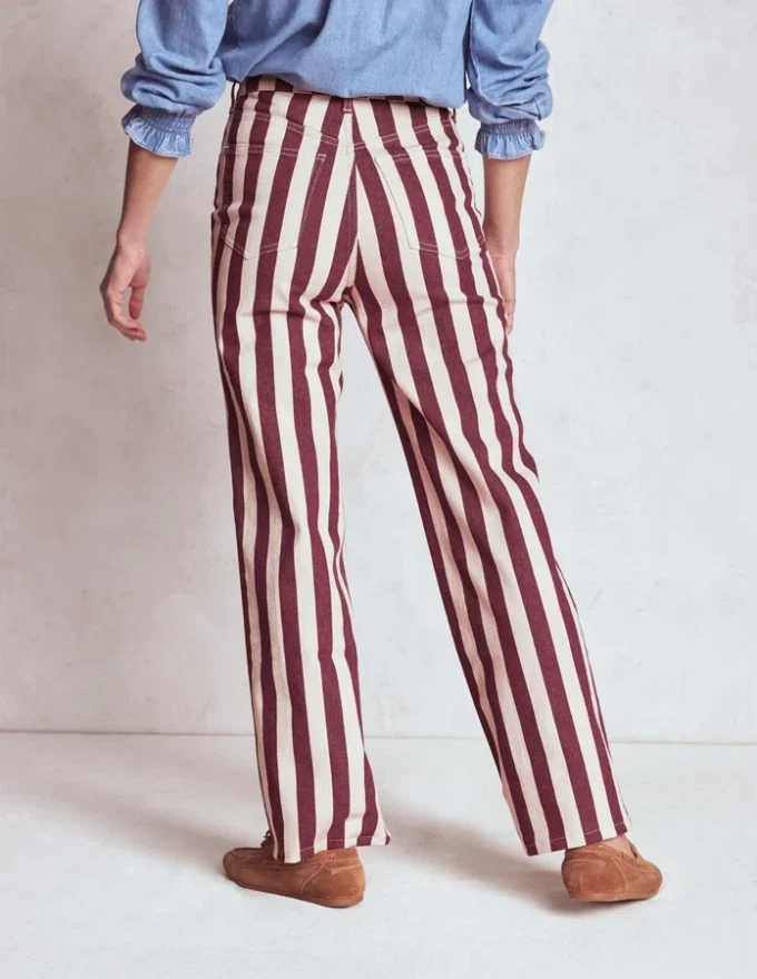 High Rise Column Leg Jeans Maroon and Ivory Stripe High Rise Column Leg Jeans Maroon and Ivory Stripe