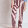 High Rise Column Leg Jeans Maroon and Ivory Stripe High Rise Column Leg Jeans Maroon and Ivory Stripe