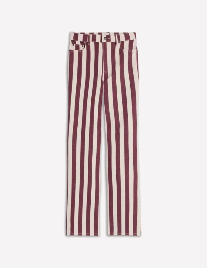 High Rise Column Leg Jeans Maroon and Ivory Stripe High Rise Column Leg Jeans Maroon and Ivory Stripe