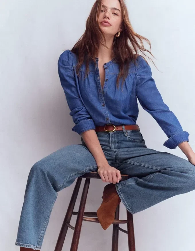 High Rise Column Leg Jeans Mid Vintage High Rise Column Leg Jeans Mid Vintage