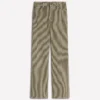 High Rise Column Leg Jeans Olive Ecru Stripe