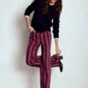 High Rise Column Leg Jeans Red and Navy Stripe High Rise Column Leg Jeans Red and Navy Stripe