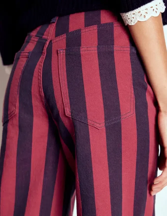 High Rise Column Leg Jeans Red and Navy Stripe High Rise Column Leg Jeans Red and Navy Stripe