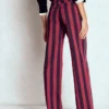 High Rise Column Leg Jeans Red and Navy Stripe High Rise Column Leg Jeans Red and Navy Stripe
