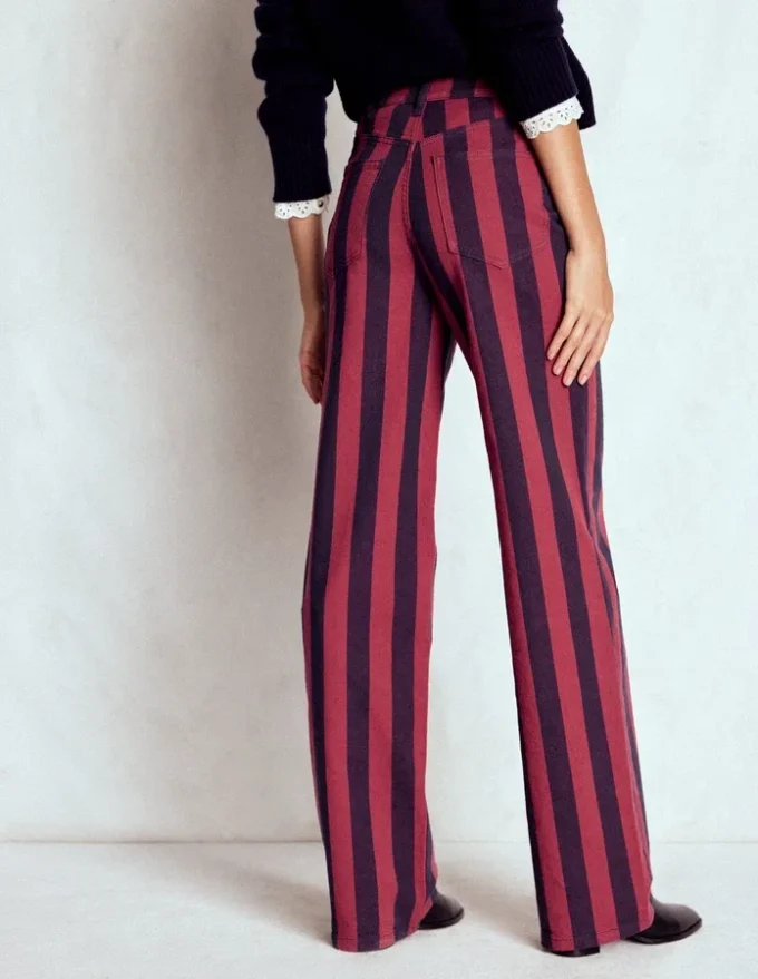 High Rise Column Leg Jeans Red and Navy Stripe High Rise Column Leg Jeans Red and Navy Stripe