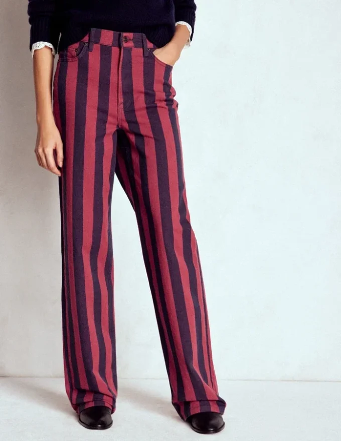 High Rise Column Leg Jeans Red and Navy Stripe High Rise Column Leg Jeans Red and Navy Stripe