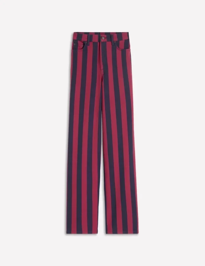 High Rise Column Leg Jeans Red and Navy Stripe High Rise Column Leg Jeans Red and Navy Stripe