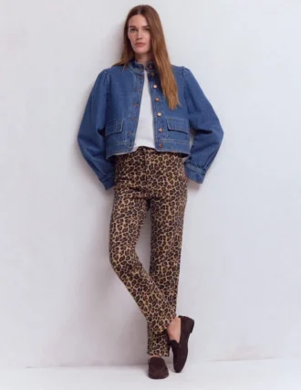 High Rise Straight Jeans Animal Print