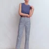 High Rise Straight Jeans Blue Gingham High Rise Straight Jeans Blue Gingham