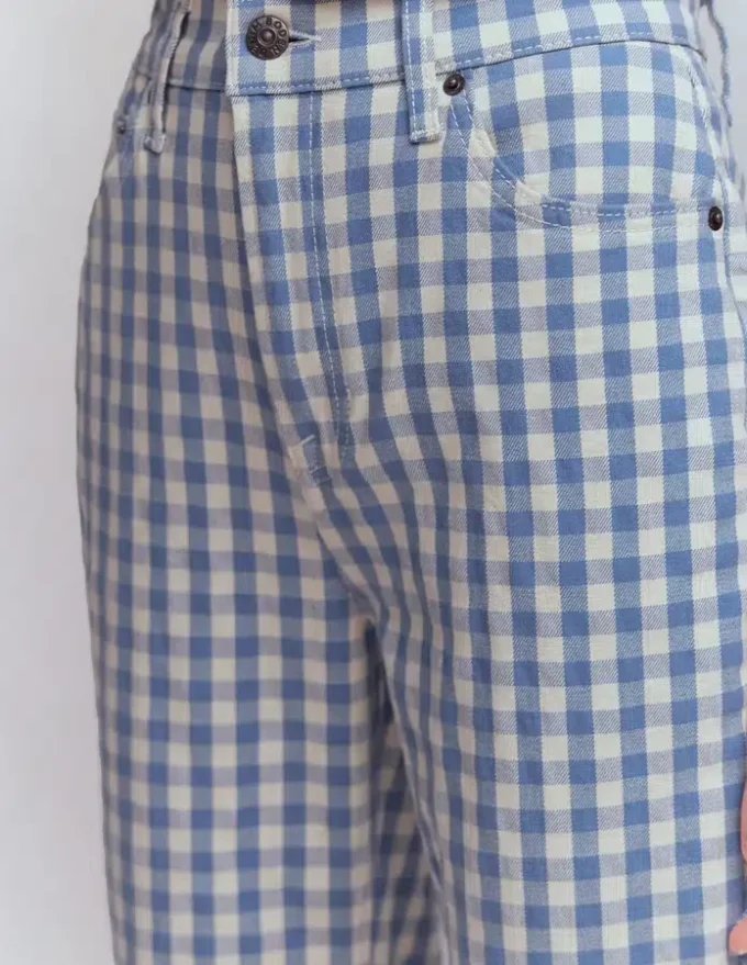 High Rise Straight Jeans Blue Gingham High Rise Straight Jeans Blue Gingham
