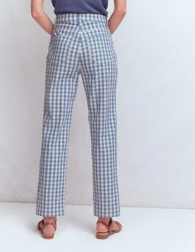 High Rise Straight Jeans Blue Gingham High Rise Straight Jeans Blue Gingham