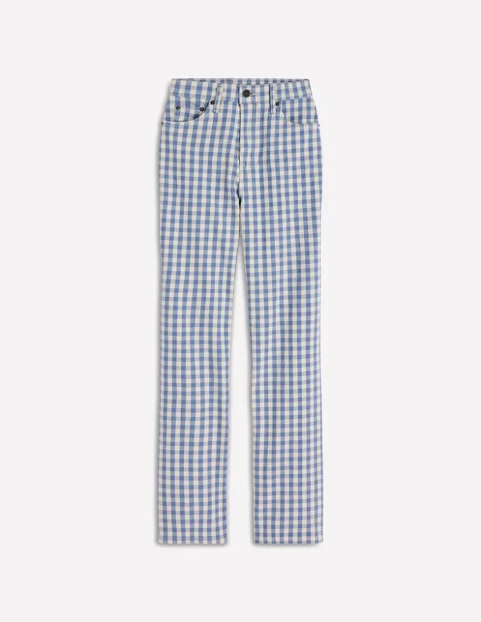 High Rise Straight Jeans Blue Gingham High Rise Straight Jeans Blue Gingham