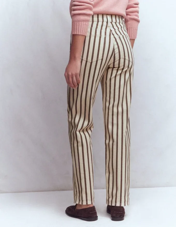 High Rise Straight Jeans Brown Ecru Stripe High Rise Straight Jeans Brown Ecru Stripe