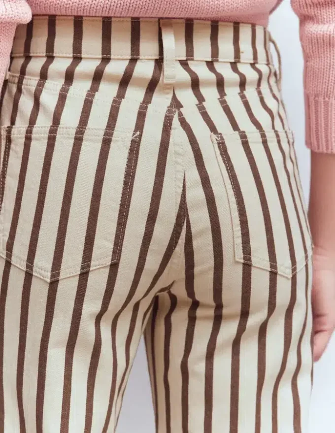 High Rise Straight Jeans Brown Ecru Stripe High Rise Straight Jeans Brown Ecru Stripe