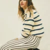 High Rise Straight Jeans Brown Ecru Stripe High Rise Straight Jeans Brown Ecru Stripe