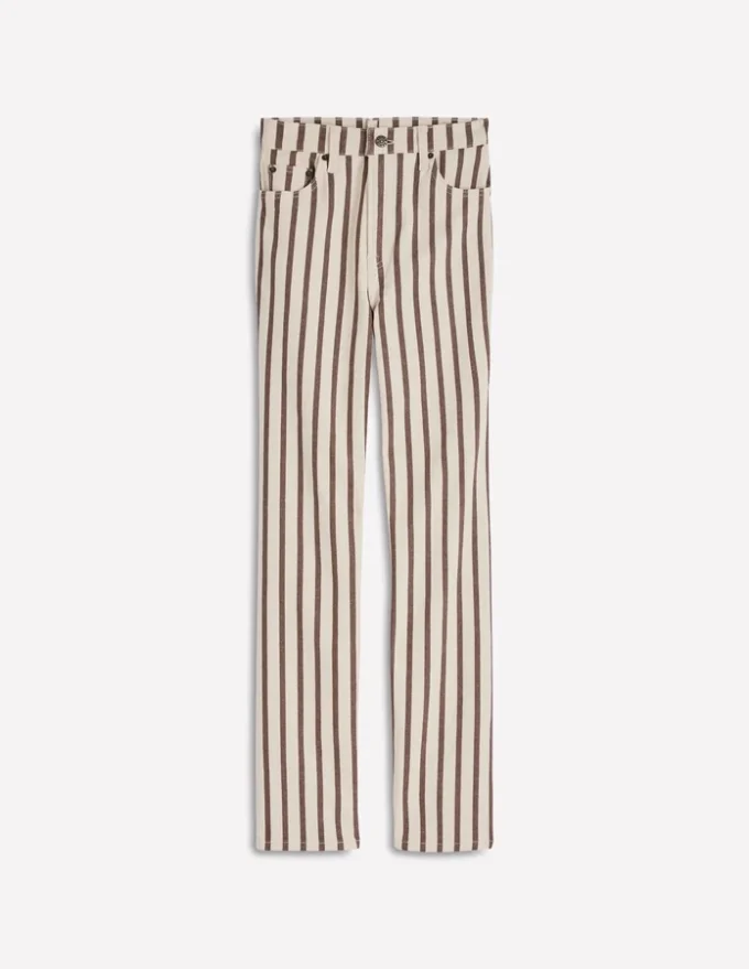 High Rise Straight Jeans Brown Ecru Stripe High Rise Straight Jeans Brown Ecru Stripe