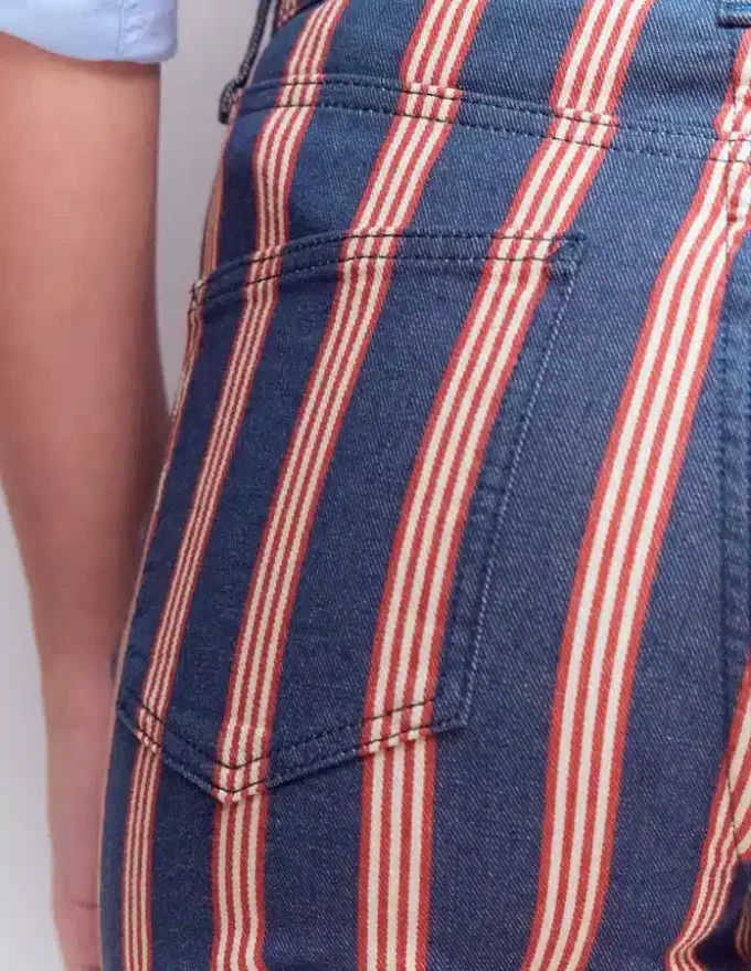 High Rise Straight Jeans Navy & Red Stripe High Rise Straight Jeans Navy & Red Stripe