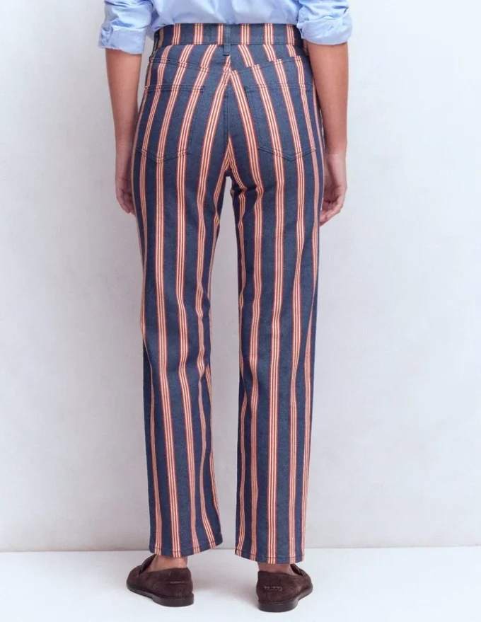 High Rise Straight Jeans Navy & Red Stripe High Rise Straight Jeans Navy & Red Stripe