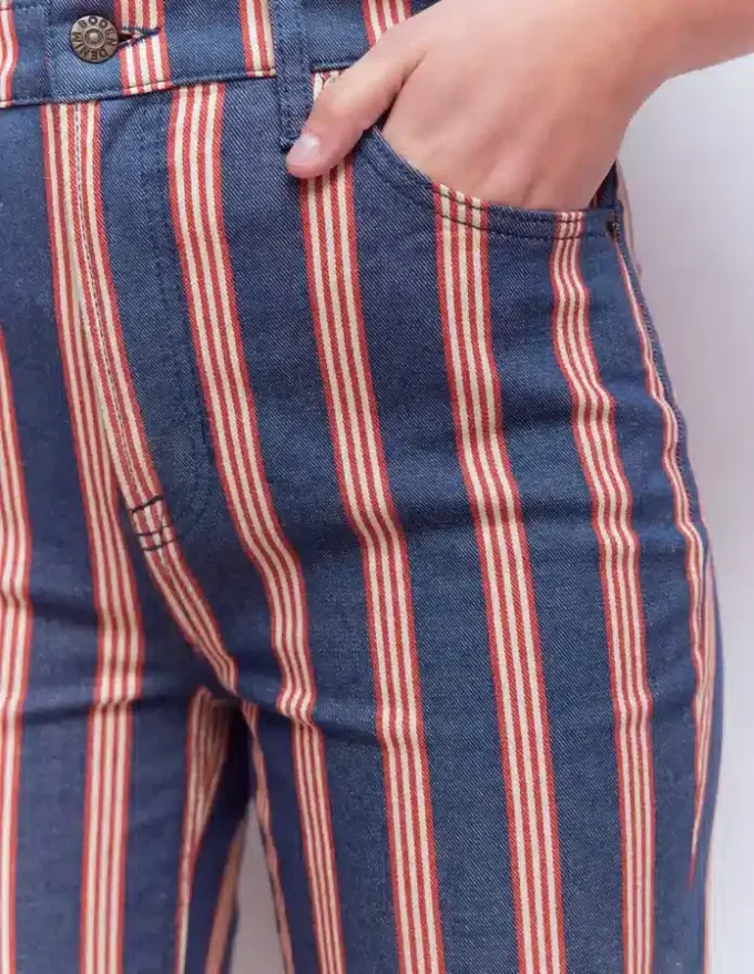 High Rise Straight Jeans Navy & Red Stripe High Rise Straight Jeans Navy & Red Stripe