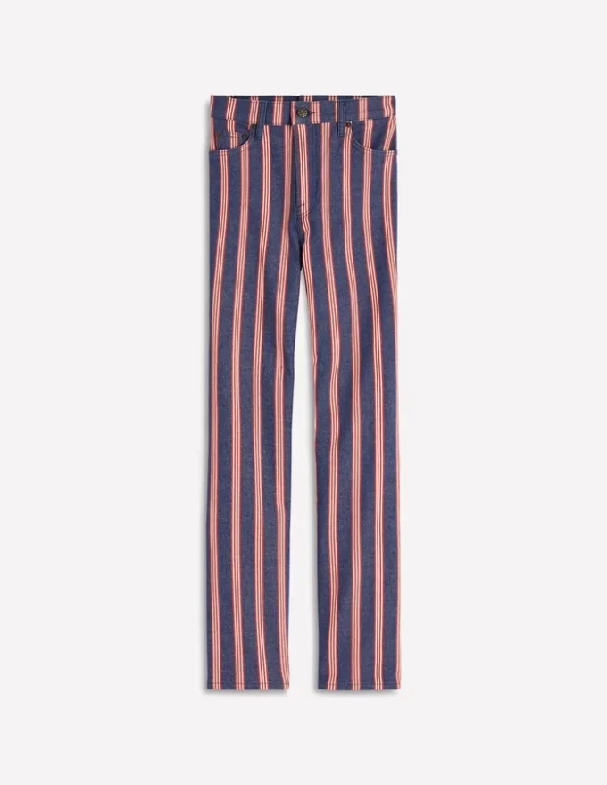 High Rise Straight Jeans Navy & Red Stripe High Rise Straight Jeans Navy & Red Stripe