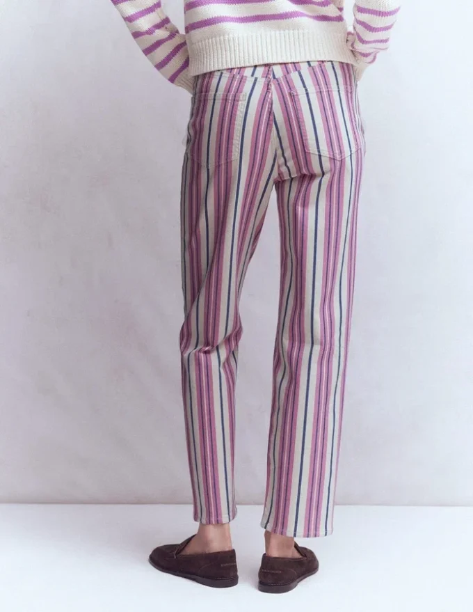 High Rise Straight Jeans Pink, Blue & Ivory Stripe High Rise Straight Jeans Pink, Blue & Ivory Stripe