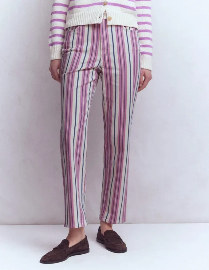 High Rise Straight Jeans Pink, Blue & Ivory Stripe High Rise Straight Jeans Pink, Blue & Ivory Stripe