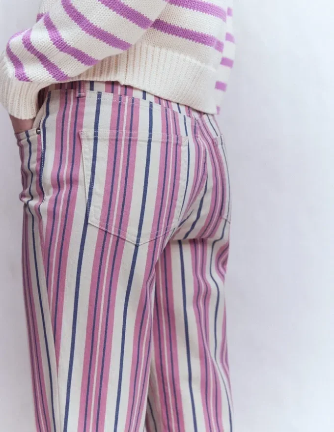 High Rise Straight Jeans Pink, Blue & Ivory Stripe High Rise Straight Jeans Pink, Blue & Ivory Stripe