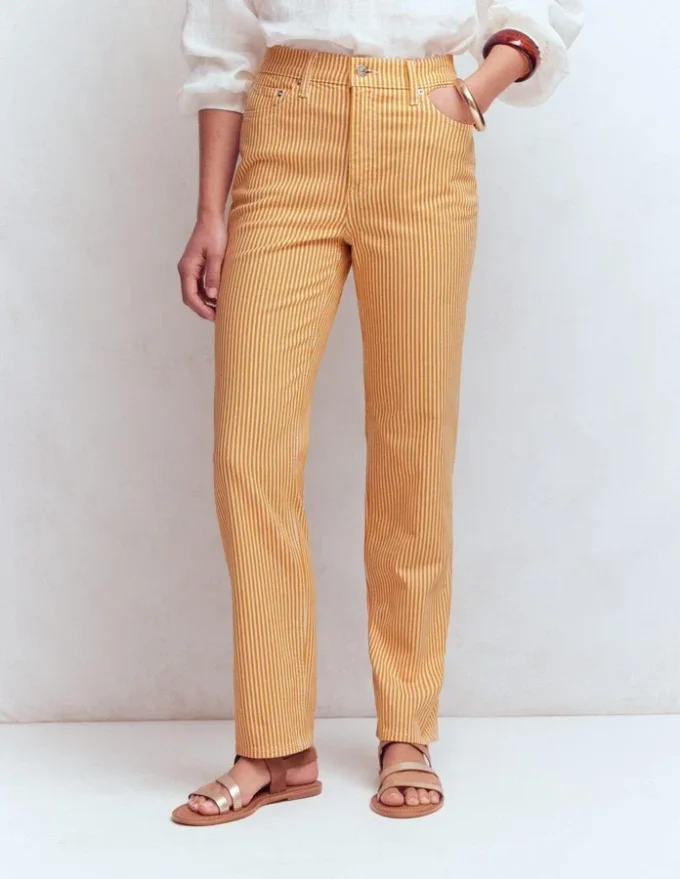 High Rise Straight Jeans Yellow Stripe High Rise Straight Jeans Yellow Stripe