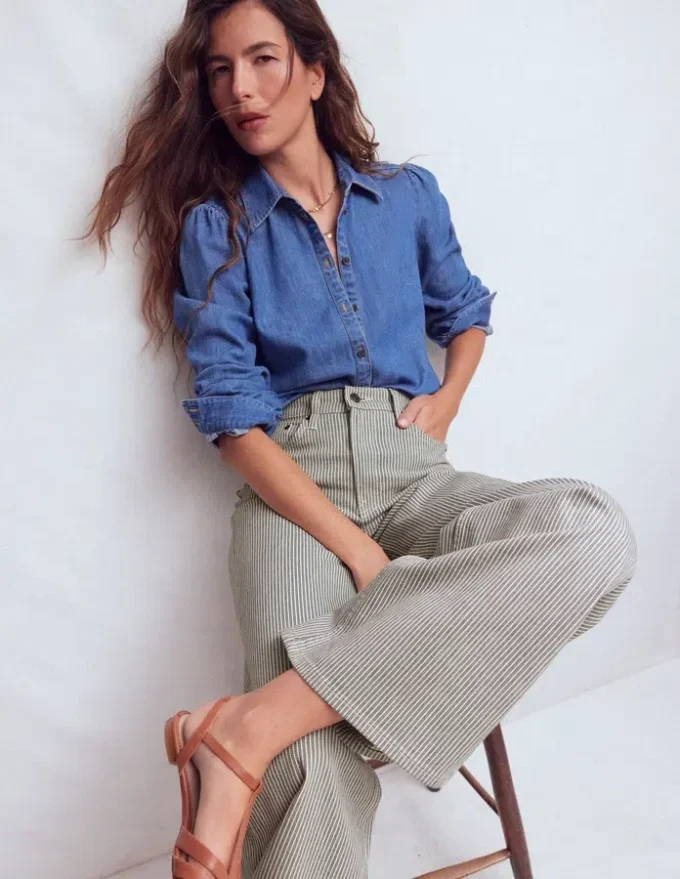 High Rise Wide Leg Jeans Blue Stripe High Rise Wide Leg Jeans Blue Stripe