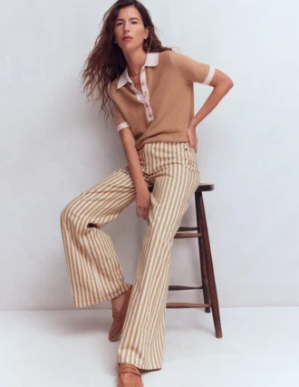 High Rise Wide Leg Jeans Ecru Tan Stripe High Rise Wide Leg Jeans Ecru Tan Stripe
