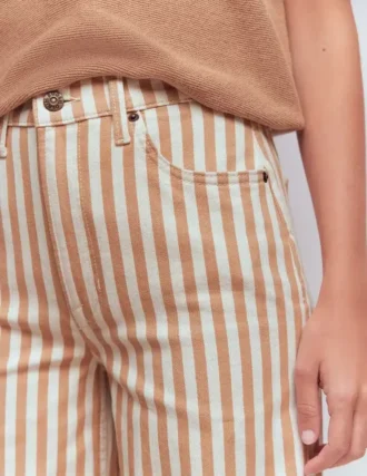 High Rise Wide Leg Jeans Ecru Tan Stripe High Rise Wide Leg Jeans Ecru Tan Stripe