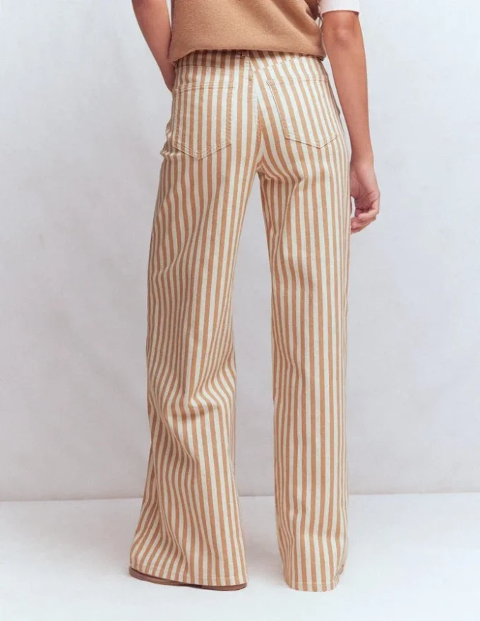 High Rise Wide Leg Jeans Ecru Tan Stripe High Rise Wide Leg Jeans Ecru Tan Stripe