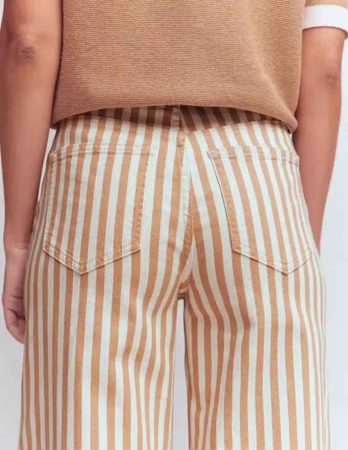 High Rise Wide Leg Jeans Ecru Tan Stripe High Rise Wide Leg Jeans Ecru Tan Stripe