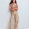 High Rise Wide Leg Jeans Ecru Tan Stripe High Rise Wide Leg Jeans Ecru Tan Stripe