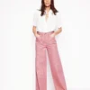 High Rise Wide Leg Jeans Pink Stripe High Rise Wide Leg Jeans Pink Stripe