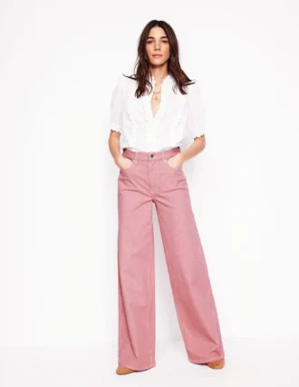 High Rise Wide Leg Jeans Pink Stripe High Rise Wide Leg Jeans Pink Stripe