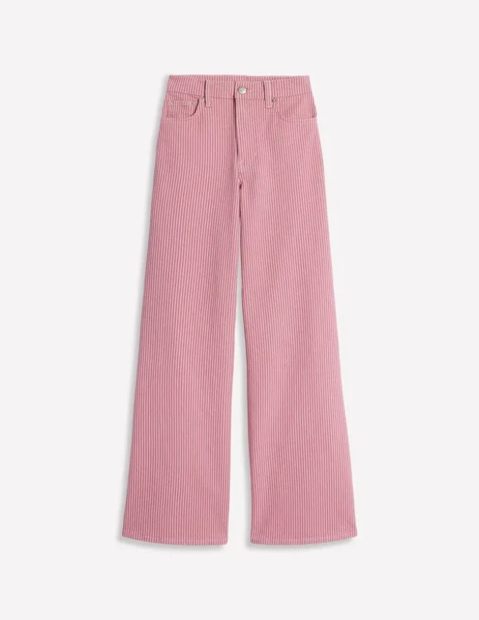 High Rise Wide Leg Jeans Pink Stripe High Rise Wide Leg Jeans Pink Stripe