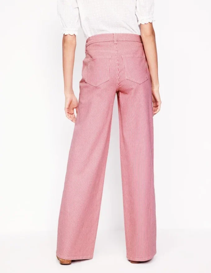 High Rise Wide Leg Jeans Pink Stripe High Rise Wide Leg Jeans Pink Stripe