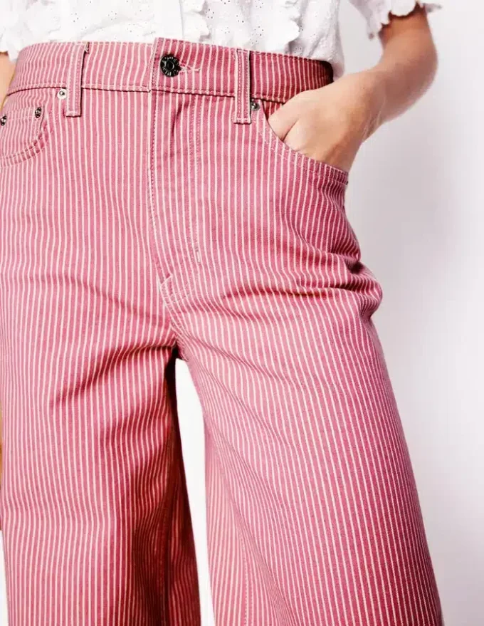 High Rise Wide Leg Jeans Pink Stripe High Rise Wide Leg Jeans Pink Stripe
