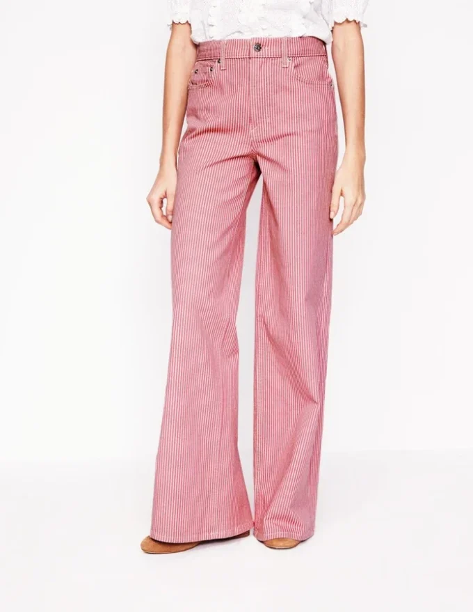 High Rise Wide Leg Jeans Pink Stripe High Rise Wide Leg Jeans Pink Stripe