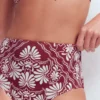High Waisted Bikini Bottoms Maroon, Botanical Charm