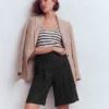Highbury Pleated Linen Shorts Black Highbury Pleated Linen Shorts Black