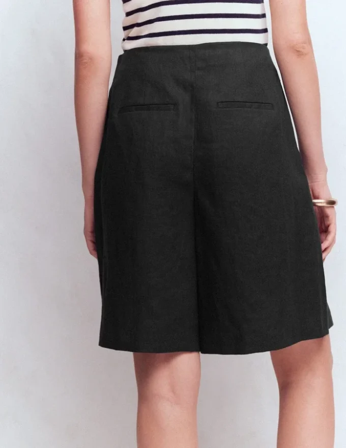 Highbury Pleated Linen Shorts Black Highbury Pleated Linen Shorts Black