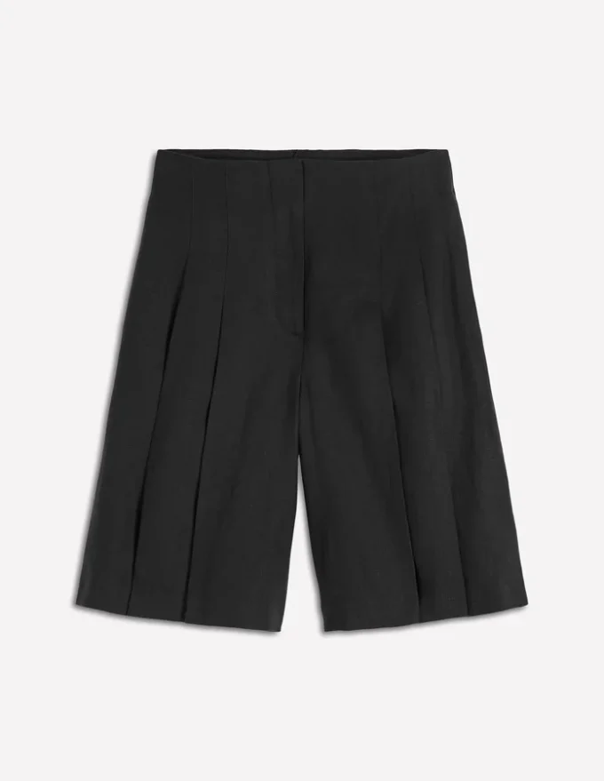 Highbury Pleated Linen Shorts Black Highbury Pleated Linen Shorts Black